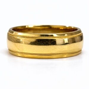 Vintage Men’s Gold Tone Wedding Band Ring Size 10.5 Polished Classic Band JX ALY